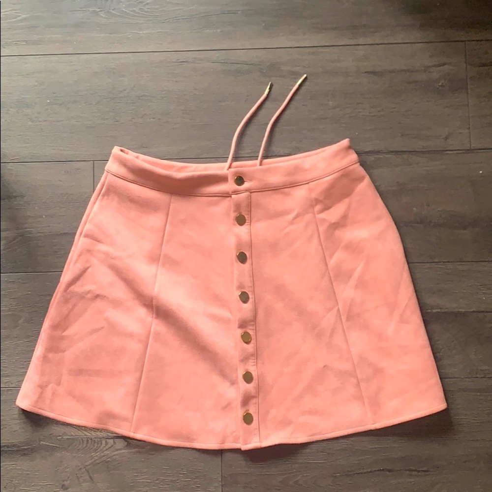 Suede like button up skirt